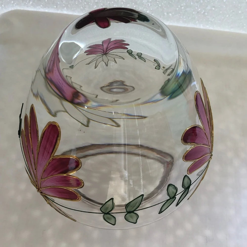 Beautiful Handcrafted Romania Crystal Vase Floral Pattern w/Raised Gilding